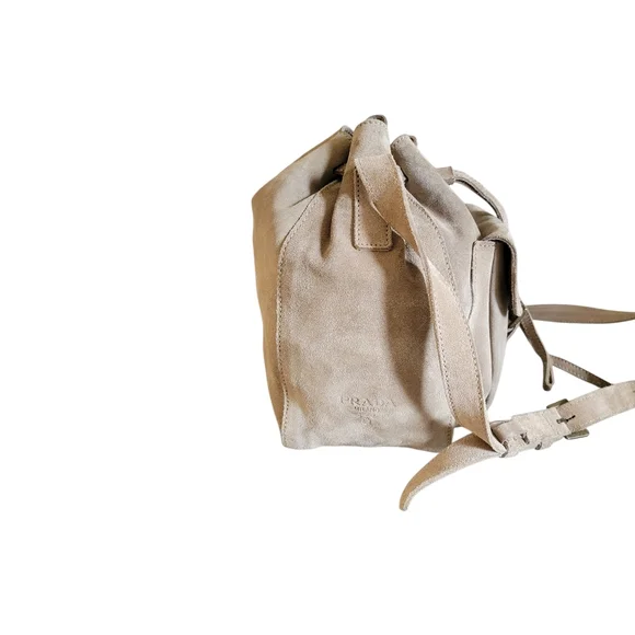 Prada Beige Suede Bucket Crossbody Bag - Picture 7 of 16